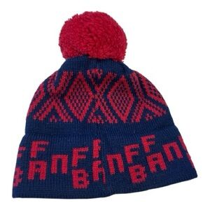 Vintage BANFF Wool Pom Beanie | Made in Canada | Block-Heaters | 100% Wool
